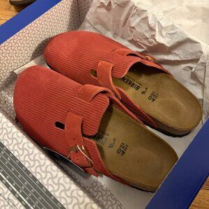 Birkenstock Boston Suede Embossed Corduroy Sienna Red